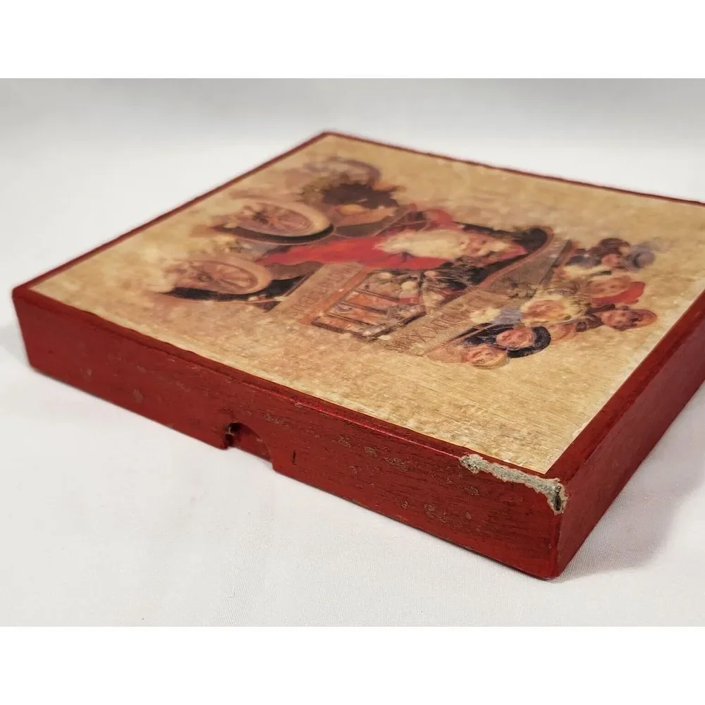 vintage Daddy Xmas Motor Bus 9 piece large wood Block‎ Puzzle santa Christmas